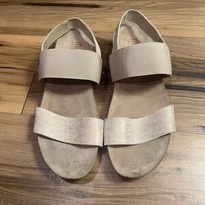 Munro Pisces Neutral Beige Leather Cork Strappy Comfort Sandals Women Sz 8M